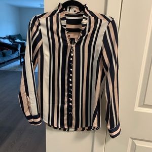 Express portofino pink navy and white blouse